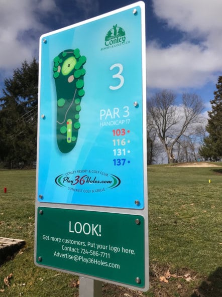 Custom Golf Tee Signs on Posts in Butler PA