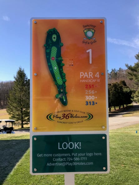 Golf Tee Signs with Changeout Sponorship Areas in Butler PA