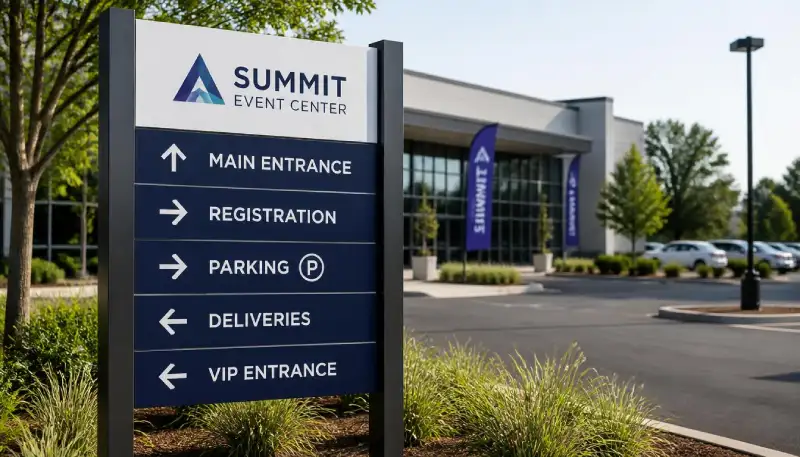 post and panel directional event signage